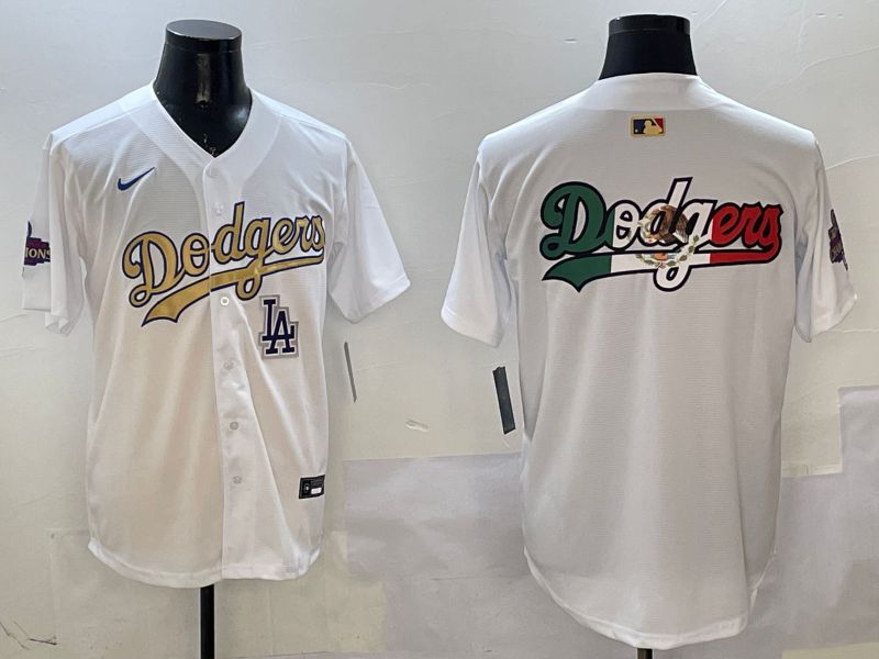 Men Los Angeles Dodgers Blank White Champion gold character 2025 Nike MLB Jersey style 11->los angeles dodgers->MLB Jersey